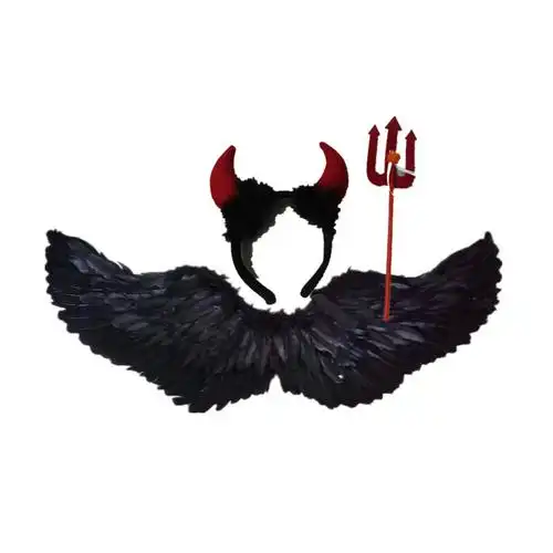 万圣节天使翅膀道具花童走秀恶魔翅膀装饰羽毛儿童玩具白色 小号翅膀