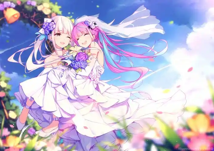 婚礼姐妹浪漫鲜花4k动漫壁纸