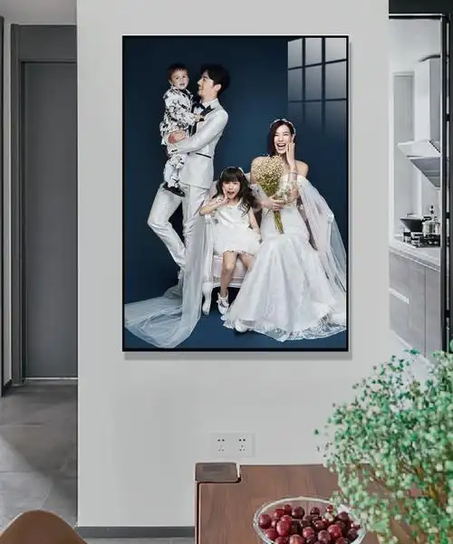 良伍 抖音同款 五一 庆 全家福相框照片制作挂墙中式复古婚纱照加洗