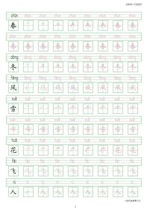 2017年新编拼音模板_人教版小学生一年级下册写字表200字.pdf