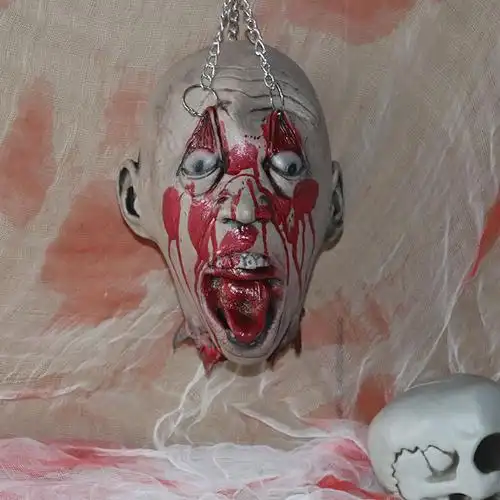 万圣节鬼屋密室逃脱仿真断头骷髅头吓人整蛊装饰恐怖鬼头影视道具