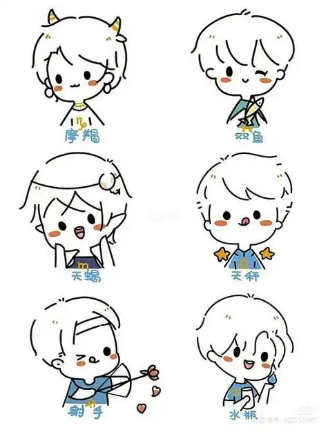 12星座卡通男生简笔画