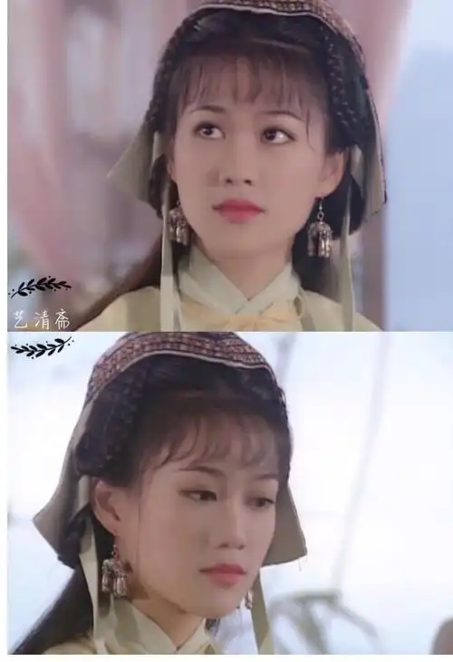 梁小冰在《圆月弯刀》中饰演女主青青,她的颜值和异域服饰是整个剧的