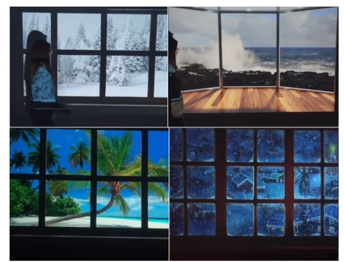 都用智能投影播放画面"制作"出窗户,并纷纷在"窗户"前拍摄唯美的视频