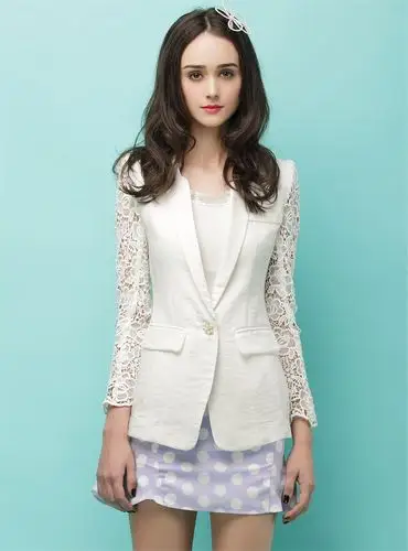 loyermod秋新款韩版蕾丝镂空修身时尚女士小西装