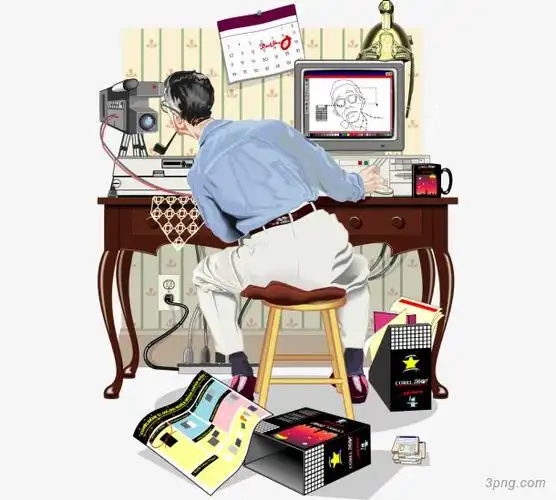 卡通手绘工作中的设计师