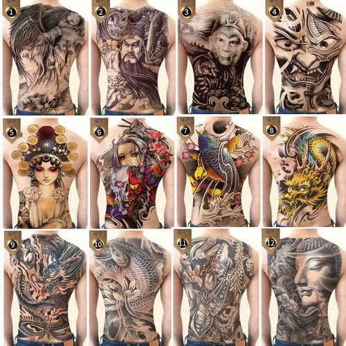 纹身贴满背满背后背纹身贴防水男女大图艺花旦美女性感仿真刺青花臂贴