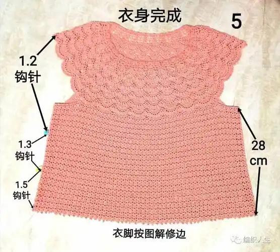 从领口往下钩女士钩针育克圆肩套衫(附教程)_衣服