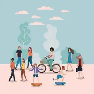 公园一群人图片