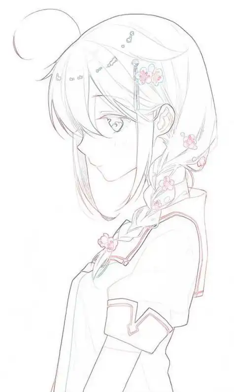 动漫森女系唯美简笔画 简笔画图片大全-普车都