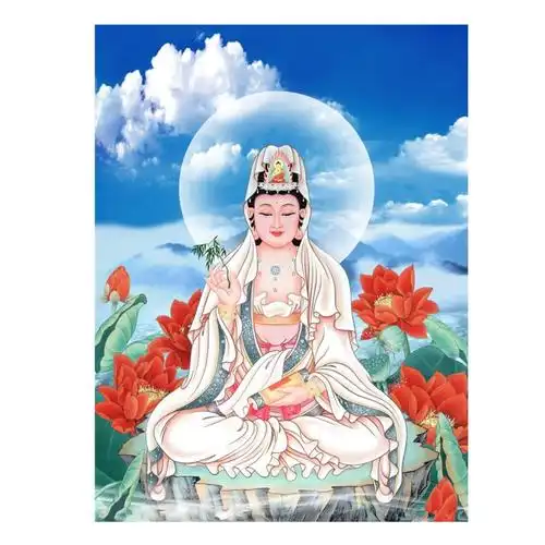 新款印花正品dmc棉线十字绣套件满绣手工中式佛像人物坐莲观音