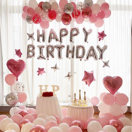 18岁生日快乐趴体气球派对装饰品场景布置女孩卧室浪漫背景墙