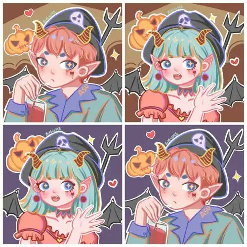 万圣节情侣头像小恶魔