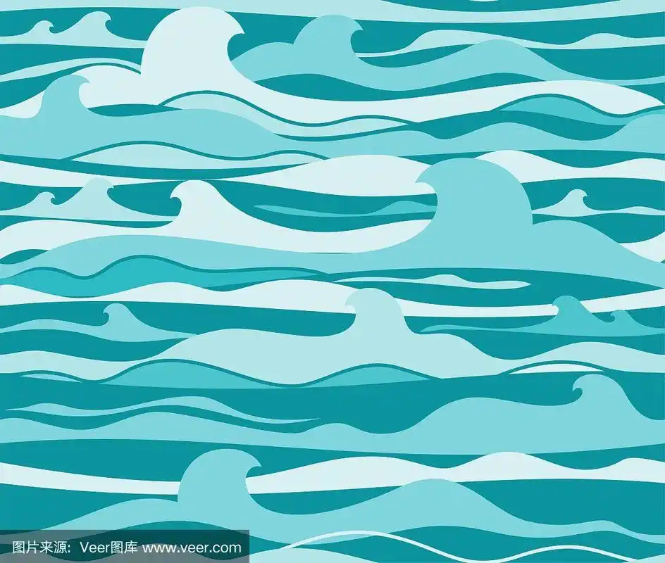 海浪,无缝图案,绿宝石,矢量.