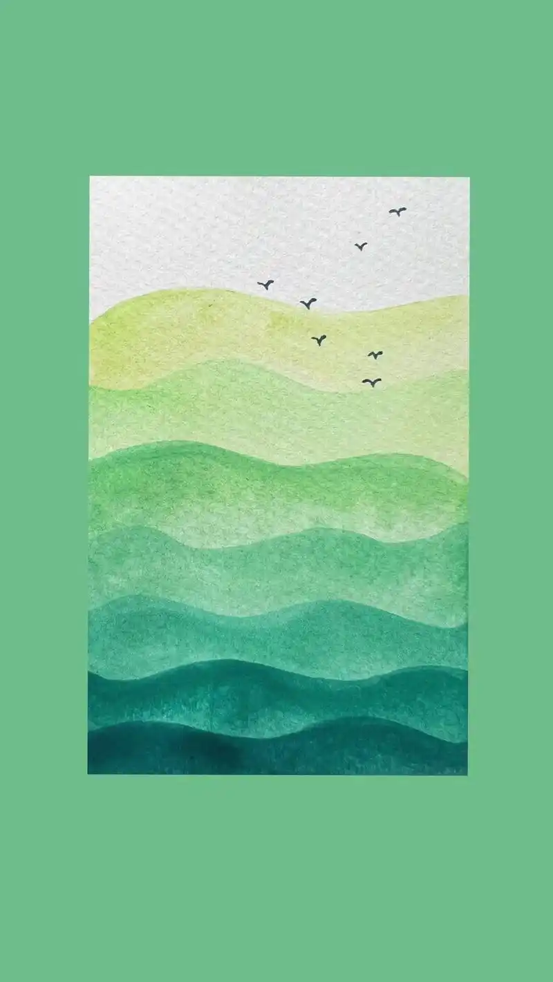 青山隐隐——山水画#水彩 #一起学画画  - 抖音