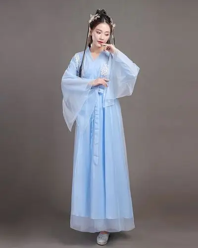 正品汉服女古典舞演出服中国风飘逸清新淡雅古装公主仙女舞蹈服装