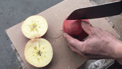 在手中炸开的一瞬间   果汁是从苹果纤维中涌出来的      横切下