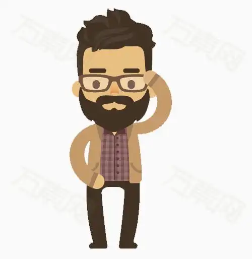 大胡子大叔 卡通手绘 插画 动漫