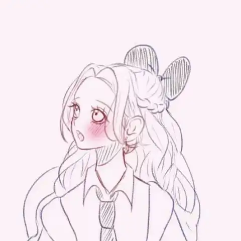 快手简笔画女生泡面头