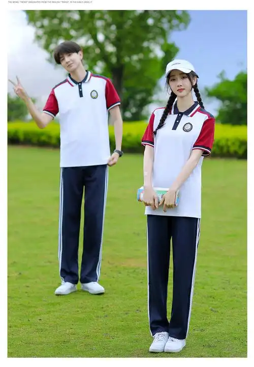 2598#实拍情侣装 校服套装学生夏季短袖中学生班服定制运动会服