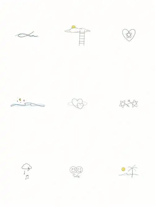 简单清新的小纹身手稿图案