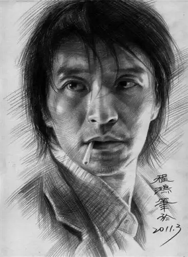 程鸿素描作品周星驰头像素描