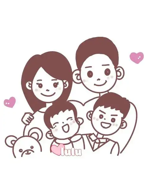 一家四口幸福一家人两个宝贝最棒咱们都加油呀