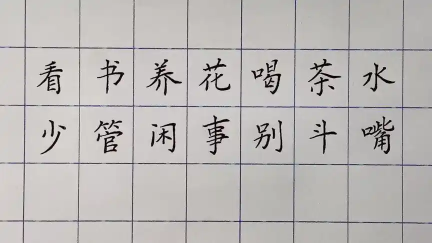 硬笔书法 #手写 看书养花喝茶水,少管闲事别斗嘴!