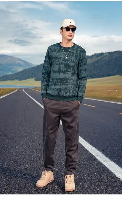 【扎染】国潮套头卫衣男青年2024春秋字母刺绣休闲男式卫衣