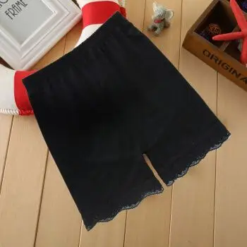 中大童莫代尔防走光打底裤女童平角蕾丝内裤保险安全短裤子夏 黑色 l