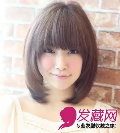 空气感齐刘海波波头 胖宽脸女生适合的短发(5)