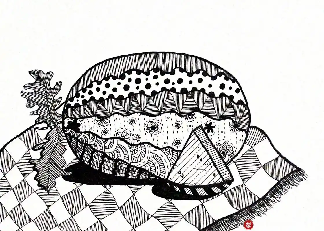 儿童线描画西瓜