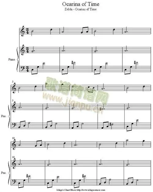 ocarina of time 歌谱简谱网