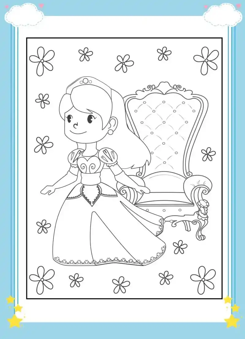 公主涂色画.儿童涂色画公主素材#儿童画 #动漫人物绘画 #画 - 抖音