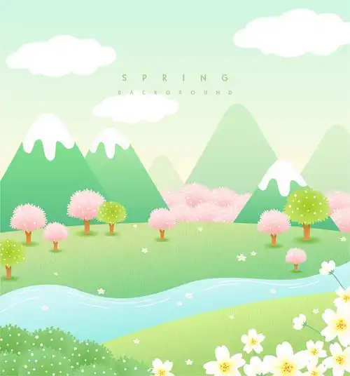 10款卡通手绘春天春季风景插画ai矢量素材_免费下载_百度网盘