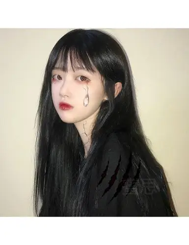 水舞日常潮流假发女直发空气刘海黑色中长发甜美蓬松逼真新式发套