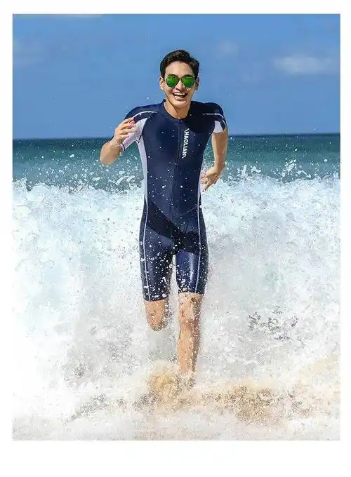 泳装男套装全身防晒速干专业加大码男士连体泳衣短袖成人长袖长裤全身