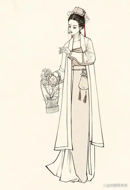 「绘画素材」古风汉服人物线稿来袭!
