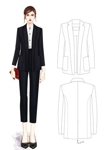 休闲西装衬衫ol职业装男女商务套装款式设计服装设计ai矢量效果图