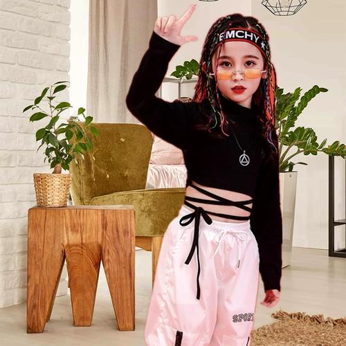 女童装韩版街舞露肚脐爵士舞六一儿童节演出拍照练功拉丁表演服