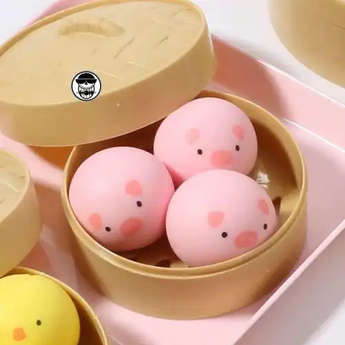 网红解压包子玩具发泄解压包子带蒸笼仿真包子捏捏乐1个拉拉猪 新款大