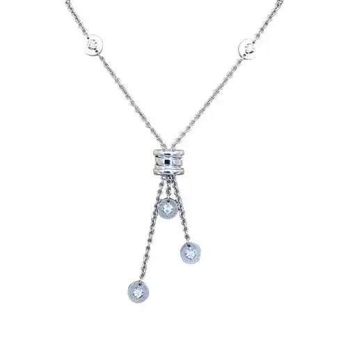 bvlgari宝格丽白金弹簧流苏镶钻项链公价68000项链