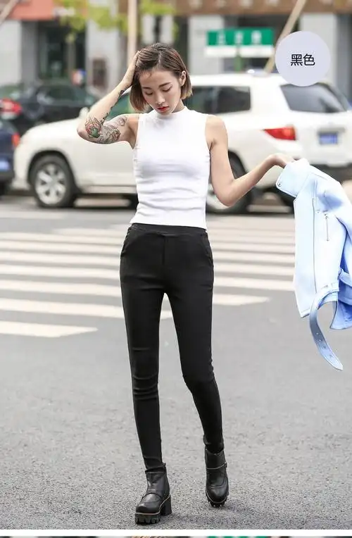 涉纯女装 女士休闲裤秋冬女小脚裤外穿打底裤长裤紧身显瘦纯棉铅笔