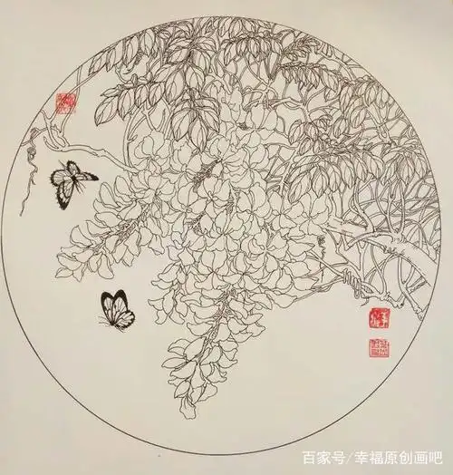 28,叶志军的钢笔画第七百九十八幅——紫藤(中性笔白描花卉习作)