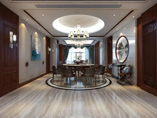 滕州装修奥体花园360平大平层新中式风格装修实景观唐装饰奥体花园