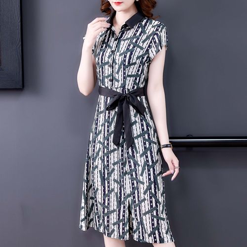 妈妈真丝连衣裙中年图片