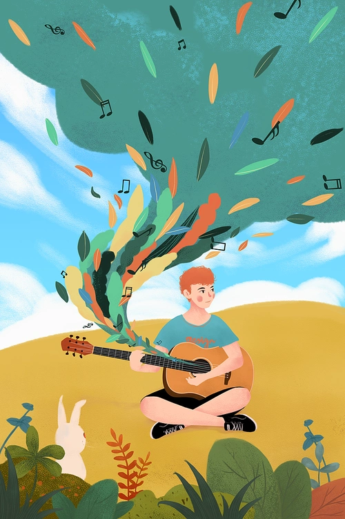 弹吉他的男孩|插画|商业插画|四辫 - 原创作品 - 站酷 (zcool)