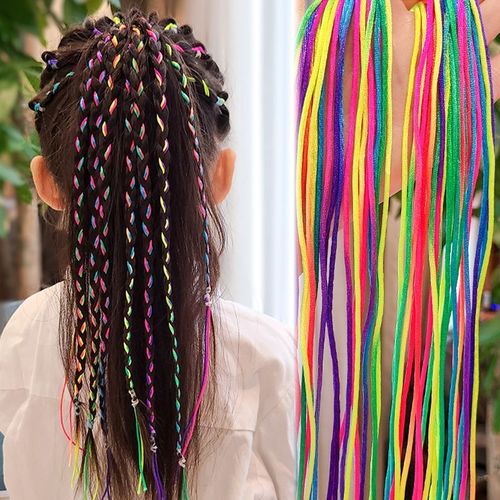 编发彩绳脏脏辫头绳渐变色脏辫编发绳神器丝带绑发儿童彩带头饰女