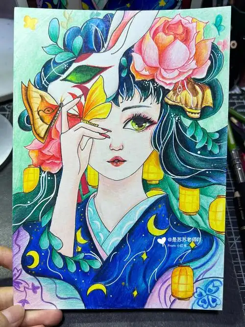苏苏老师美术课堂  #彩铅  #彩铅手绘  #动漫  #古风手绘  #古风插画
