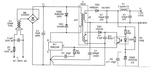20w12v输出开关电源电路图